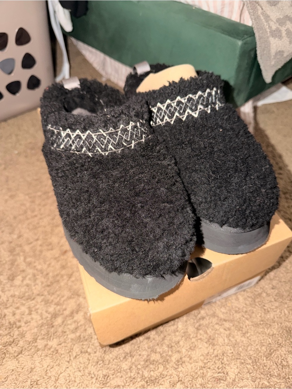 UGG Black Fleece Platform Slip-On Clog